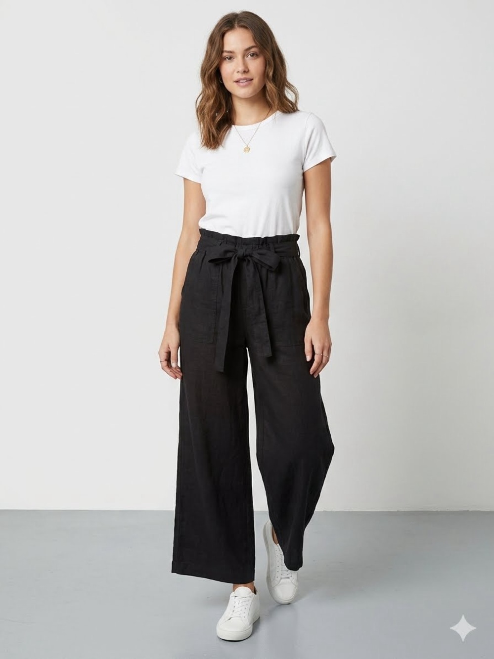 [BLANKNYC] Wide-Leg Tie-Waist Pants - Size S (Black Coffee / Espresso)